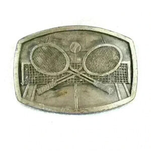 Vintage Tennis Racquet Ball & Net Belt Buckle Indiana Metal Craft 1977